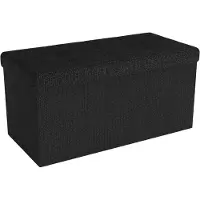 Intirilife opklapbare bank 76x38x38 cm in piano black stoel kruk poef met opbergruimte en bekleding van stof met troggen
