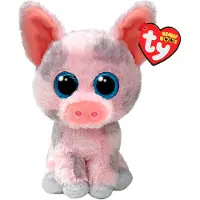 TY Beanie Boo's Hambone Pig - Knuffel van 15 cm - Zachte roze vacht