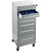 Schäfer Shop Pure ladekast SFR 70, 7 laden, B 544 x D 500 x H 1215 mm, met wielen, blank alu RAL 9006/blank alu RAL 9006