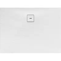 Schulte douchebak 75x140x4 cm Mineraalmarmer steen-optiek, composiet wit, inclusief afvoergarnituur, EP216714-04