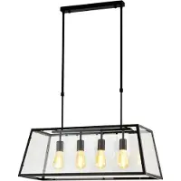 QUVIO Hanglamp modern - 4 lichtpunten met stalen glazen kap - 30 x 78 x 28 cm