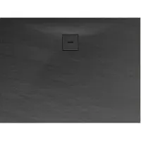 Schulte douchebak 75x140x4 cm Mineraalmarmer steen-optiek, composiet Antraciet, inclusief afvoergarnituur, EP216714-57