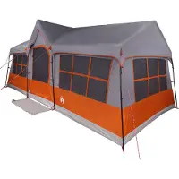 vidaXL Familietent met dak Grijs en Oranje 622 x 295 x 238 cm