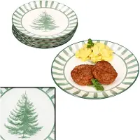 MamboCat Set van 6 bosgroene stoneware dinerborden voor 6 personen - 23105876