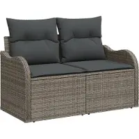 vidaXL Tuin Sofa met kussen Grijs 121 x 62 x 69cm poly rattan