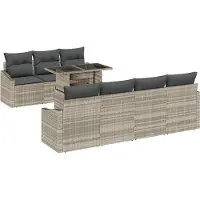 vidaXL Tuinbank Set 8 st Lichtgrijs poly rattan