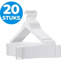 Acaza Kledinghangers - Kleerhangers - Broekhanger - 20 Stuks - Volwassenen - 100% FSC-Gekeurd Duurzaam Hout - Anti Slip - Wit