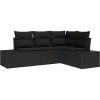 vidaXL Tuinbank Set 4 st Zwart poly rattan