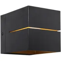 QAZQA Set van 4 wandlampen zwart met goud 9,7 cm - Transfer Groove