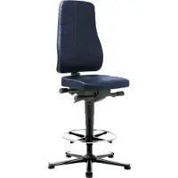 BIMOS Bureaustoel All-in-One 9641, met glijder en opstapsteun, bekleding kunstleer, blauw