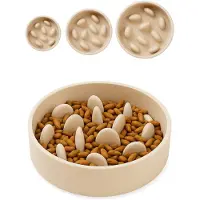 Flamingo Anti schrokbak hond – slow feeder – voerbak hond – Ø17,5 cm – 790ml – voerbak Greni – beige – rond