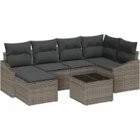 vidaXL Tuin Eettafel Set 7 st Lichtgrijs