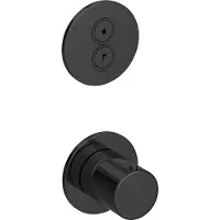 Hotbath Cobber PB7009EXT afbouwdeel inbouwthermostaat met 2 drukknoppen gepolijst zwart PVD