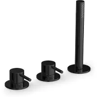 Hotbath Cobber CB175 badrandcombinatie met staafhanddouche en 2-weg omstel gepolijst zwart PVD