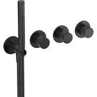 Hotbath Cobber CB7171EXT afbouwdeel inbouwthermostaat met staafhanddouche aan houder en 2 stopkranen geborsteld zwart PVD