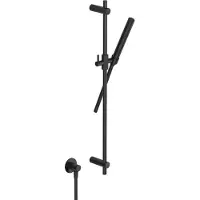 Hotbath Cobber M317 glijstangset 90cm met staafhanddouche en wandaansluitbocht geborsteld zwart PVD