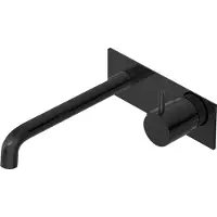 Hotbath Cobber CB106EXT18 afbouwdeel inbouw wastafelkraan met achterplaat en 18cm uitloop gepolijst zwart PVD