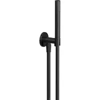 Hotbath COBBER Handdouche met wandsteun + uitlaat en doucheslang 1,5 mtr Gepolijst Zwart PVD (M440PBP)