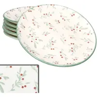 MamboCat Set van 6 Holly taartborden steengoed voor 6 personen - 23105846
