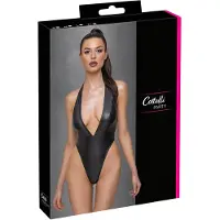 Cottelli Party - body met halsband - glanzend - zwart - M