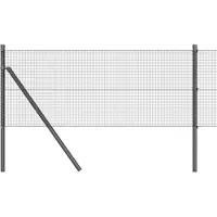 vidaXL gelast draadhek met grondbevestiging 50 x 0,6 m Grijs Mesh