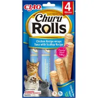 Inaba Ciao Kattensnack Churu Rolls Tonijn - Sint Jacobsschelp 40 gr