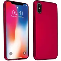 Cadorabo Harde kaft Matte metalen omslag (XS, iPhone X), Smartphonehoes, Rood