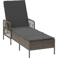 vidaXL Ligstoel Grijs en Donkergrijs 200 x 55 x 92 cm poly rattan