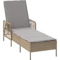 vidaXL Ligstoel poly rattan Beige en Lichtgrijs
