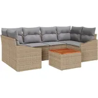 vidaXL Tuinbank Set 7 st Beige poly rattan