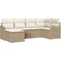 vidaXL Tuinbank Set 6 st Beige en Wit poly rattan