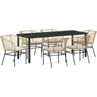 vidaXL Tuin Eettafel Set 7 st Bruin poly rattan