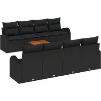 vidaXL Tuinset met 9 zitplaatsen, zwart, van polyrotan