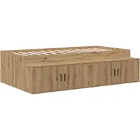 vidaXL Bedframe met lade Artisan Eiken 90 x 200 cm Bewerkt hout