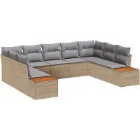vidaXL Tuinbank Set 9 st Beige Poly rattan