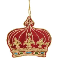 MEA Kroon Ornament Fleur de Lis rood/goudkl. 10x1,2x9cm