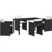 vidaXL Tuin Eettafel Set 5 st Zwart poly rattan