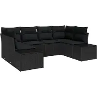 vidaXL Tuinbank Set 6 st 6-Aantal zitplaatsen Zwart Poly rattan