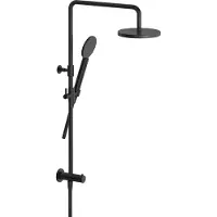 Hotbath Cobber M538 opbouw regendoucheset zonder mengkraan met ronde handdouche en 20cm ronde hoofddouche aan glijstang geborsteld zwart PVD