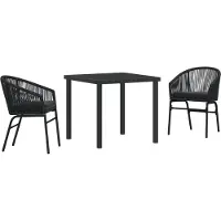 vidaXL Tuin Eettafel Set 3 pcs Zwart Gepoedercoat staal