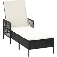 vidaXL Ligstoel Zwart en Crème Wit 55 x 200 x 92 cm poly rattan
