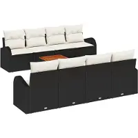 vidaXL Tuinbank Set 9 st Zwart poly rattan