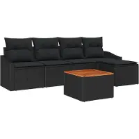 vidaXL Tuinbank Set 6 st Zwart poly rattan