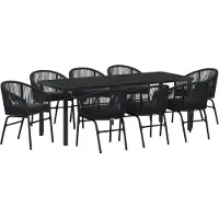 vidaXL Tuin Eettafel Set 9 st Zwart Gepoedercoat staal