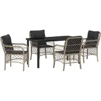 vidaXL Tuin Eettafel Set 5 st Lichtgrijs poly rattan