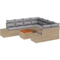 vidaXL Tuinbank Set 9 st Beige poly rattan