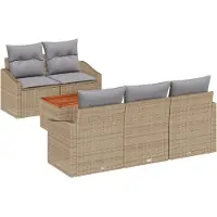 vidaXL Tuinbank Set met kussen 6 pcs Beige poly rattan