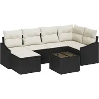 vidaXL Tuin Eettafel Set 7 st Bruin en Crème