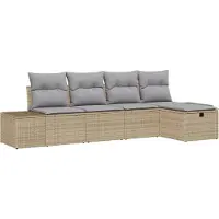 vidaXL Tuinbank Set 5 st Beige poly rattan