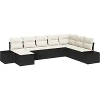 vidaXL Tuinbank Set 8 st Zwart en Crème poly rattan